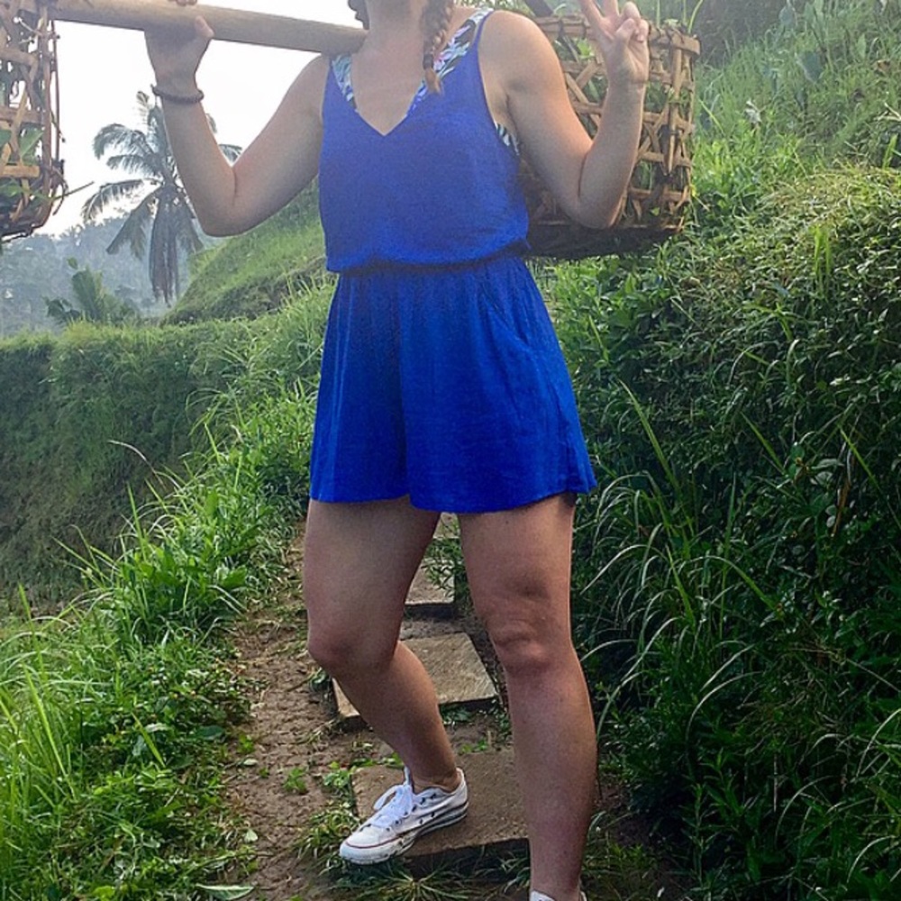 Bright Blue Romper with Pockets